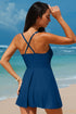 Patchwork Crossed Strap One Piece Swim Dress
