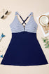 Patchwork Crossed Strap One Piece Swim Dress