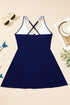 Patchwork Crossed Strap One Piece Swim Dress