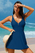 Patchwork Crossed Strap One Piece Swim Dress