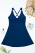 Patchwork Crossed Strap One Piece Swim Dress