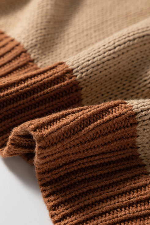 Patchwork Design Stitch Detail Casual Knit Sweater