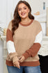 Patchwork Design Stitch Detail Casual Knit Sweater