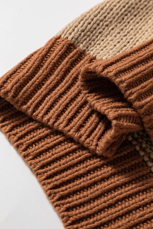 Patchwork Design Stitch Detail Casual Knit Sweater