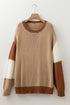 Patchwork Design Stitch Detail Casual Knit Sweater