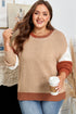 Patchwork Design Stitch Detail Casual Knit Sweater