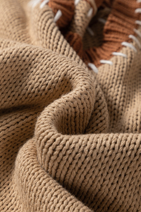 Patchwork Design Stitch Detail Casual Knit Sweater
