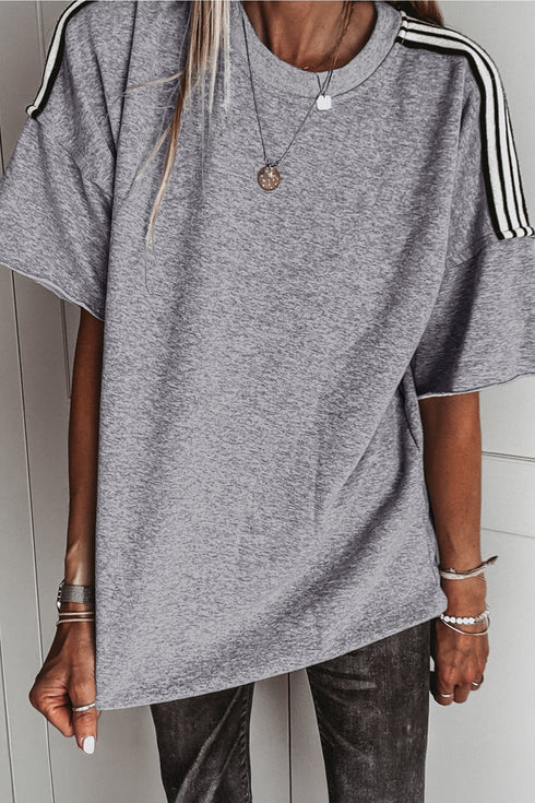 Patchwork Detail Raw Edge Oversized Tee