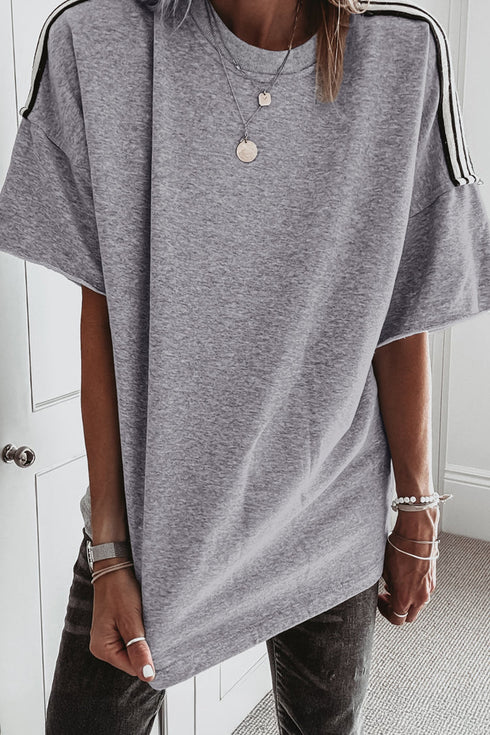 Patchwork Detail Raw Edge Oversized Tee