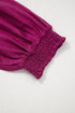 Patchwork Detailed Trim Puff Sleeve V Neck Plus Size Blouse