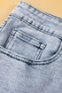 Patchwork Distressed Crossover Raw Edge Denim Shorts