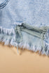 Patchwork Distressed Crossover Raw Edge Denim Shorts