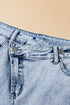 Patchwork Distressed Crossover Raw Edge Denim Shorts