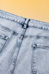 Patchwork Distressed Crossover Raw Edge Denim Shorts
