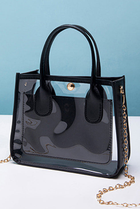 Patchwork Faux Leather Chain Strap Shoulder Bag