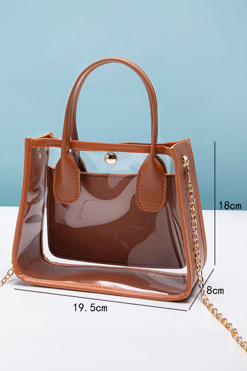 Patchwork Faux Leather Chain Strap Shoulder Bag