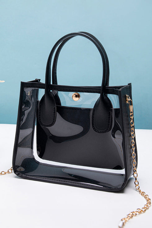 Patchwork Faux Leather Chain Strap Shoulder Bag