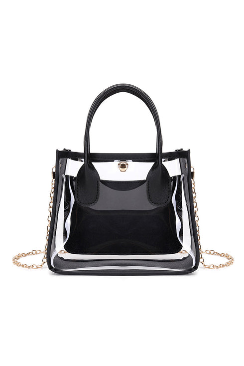 Patchwork Faux Leather Chain Strap Shoulder Bag