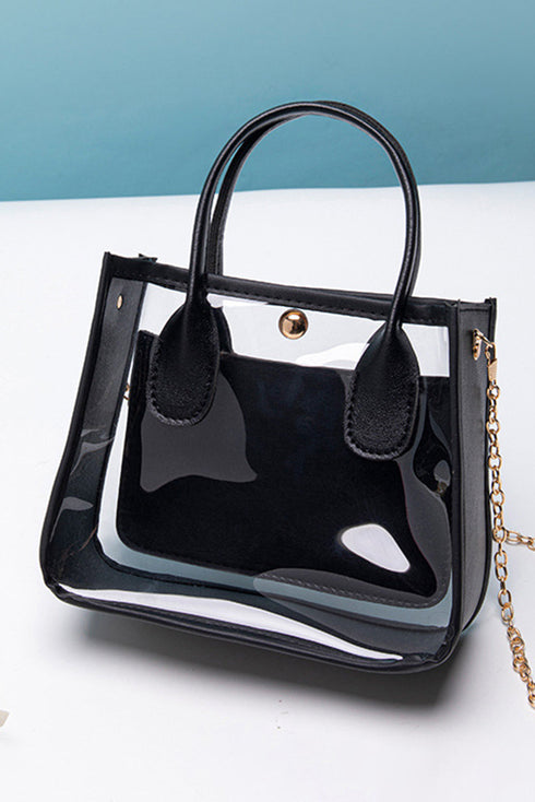 Patchwork Faux Leather Chain Strap Shoulder Bag