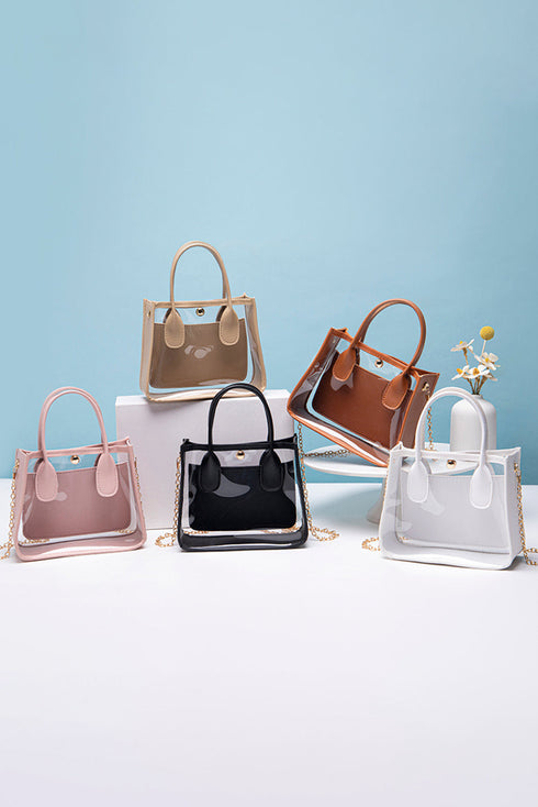 Patchwork Faux Leather Chain Strap Shoulder Bag