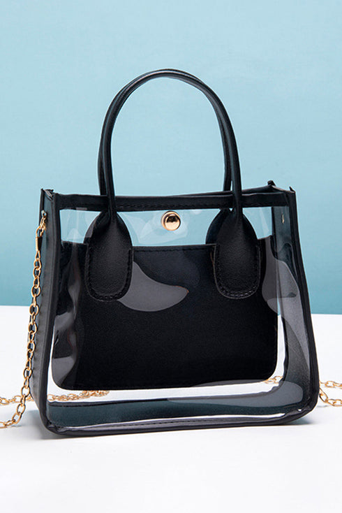 Patchwork Faux Leather Chain Strap Shoulder Bag