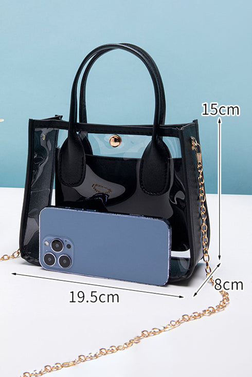 Patchwork Faux Leather Chain Strap Shoulder Bag