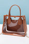 Patchwork Faux Leather Chain Strap Shoulder Bag