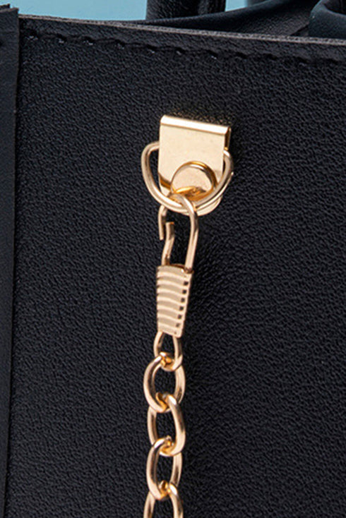 Patchwork Faux Leather Chain Strap Shoulder Bag