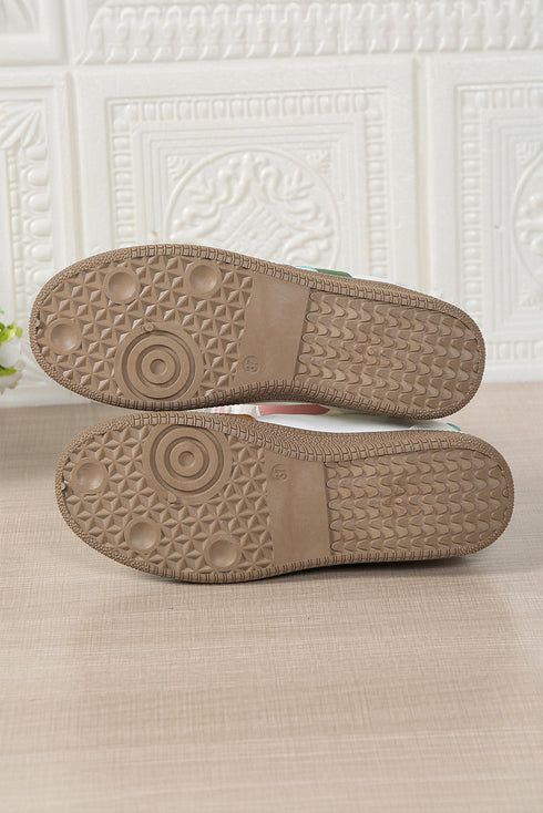Patchwork Faux Leather Lace Up Casual Flat Shoes