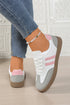 Patchwork Faux Leather Lace Up Casual Flat Shoes