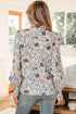 Patchwork Floral Plaid Frilled Trim Relaxed Blouse