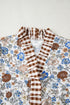 Patchwork Floral Plaid Frilled Trim Relaxed Blouse