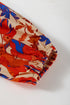 Patchwork Floral Print Square Neck Short Sleeve Blouse