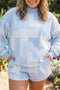 Patchwork Floral Print Stand Neck Long Sleeve Loungewear Set