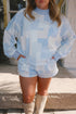 Patchwork Floral Print Stand Neck Long Sleeve Loungewear Set