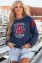 Patchwork Game Day Letter Graphic Round Neck Sweatshirt