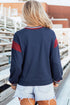 Patchwork Game Day Letter Graphic Round Neck Sweatshirt