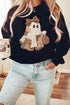 Patchwork Ghost Graphic Crew Neck Playful Pullover Sweatshirt
