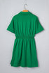 Patchwork Half Zip Elastic Waist Short Sleeve Mini Dress