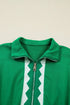 Patchwork Half Zip Elastic Waist Short Sleeve Mini Dress