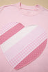 Patchwork Heart Print Oversized Crew Neck Sweatshirt