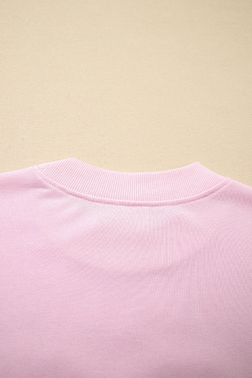 Patchwork Heart Print Oversized Crew Neck Sweatshirt