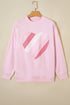 Patchwork Heart Print Oversized Crew Neck Sweatshirt