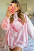 Patchwork Heart Print Oversized Crew Neck Sweatshirt