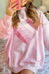 Patchwork Heart Print Oversized Crew Neck Sweatshirt