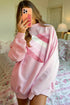 Patchwork Heart Print Oversized Crew Neck Sweatshirt