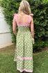 Patchwork Knot Strap Striped Detail Floral Maxi Dress
