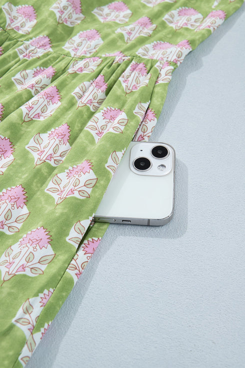 Patchwork Knot Strap Striped Detail Floral Maxi Dress