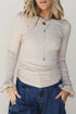 Patchwork Lace Cuff Ruffle Long Sleeve Round Neck Top