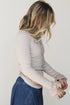 Patchwork Lace Cuff Ruffle Long Sleeve Round Neck Top
